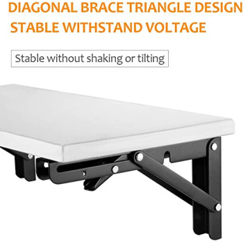ABBASALI Folding Shelf Brackets Metal Collapsible Shelf Bracket for Bench Table Space Saving Max Load 198 lbs 2pc 16 Inch