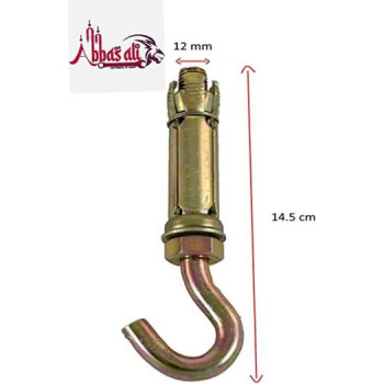 ABBASALI High Strength Metal Sleeve Shield Closed HookEye Hook Open Hook Anchor Bolt Pack of 5 CLOSED HOOK 12 MM