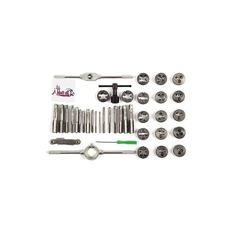 ABBASALI 40PC Professional Metric tap Wrench and die Set cuts M3M12 Bolts Storage case Wrench