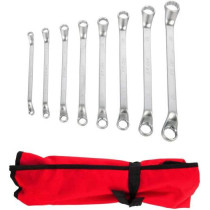 ABBASALI 8 Piece Metric Offset Box End Wrench Set 6mm22mm75 degree Long Double Ring Wrench with Tool Roll Pouch