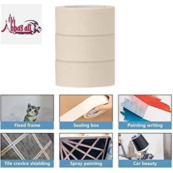 ABBASALI Automotive Self Adhesive Masking Tape for Painting Labelling Packing Craft Art Home Office School 1.5 inch pack 6
