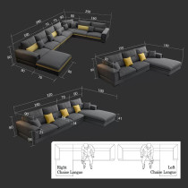 Maple Sectional Fabric Sofa Cotton Furniture 390 250 L Shape Sofa Footstool 70Cm 90Cm