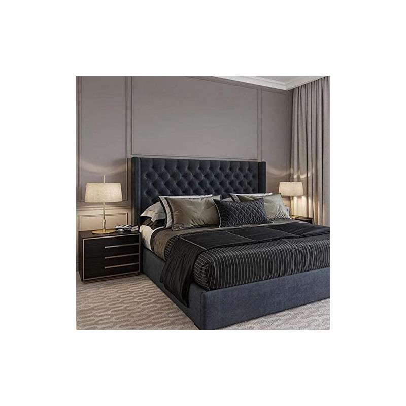 Avon Furniture Factory Llc Avon Super King Size Bed Black Velvet With Mattress 200 X 200