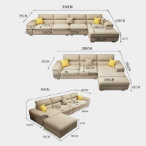 Maple Sectional Fabric Sofa Cotton Furniture Three Seat & Chaise Lounge 350Cm 180Cm