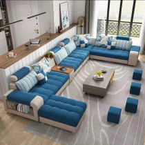 Living Room Sofa Sofa Set Fashion Fabric Sofa Combination Set Cafe Hotel Furniture Simple Leisure Sofa Blue