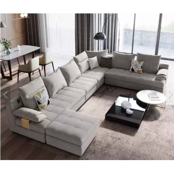 Modern Classic U Shape Sofa Set Furniture Seats Upholstery Fabric Sectional Living Room Sofa