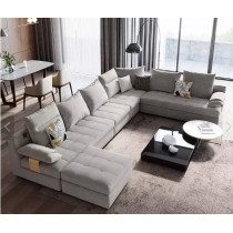 Modern Classic U Shape Sofa Set Furniture Seats Upholstery Fabric Sectional Living Room Sofa