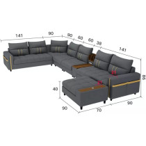 Modern Couch U Shaped Faux Leather Living Room Furniture Chaise Lounge Recliner Sectional L Shape Corner Sofa Sets