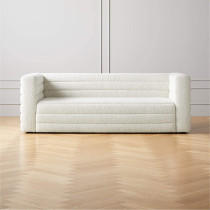 Luxury Look European Style Living Room Sofa Set Furniture Design Modern Boucle Fabric 3 Seater Sofa White Boucle Fabric Sofa