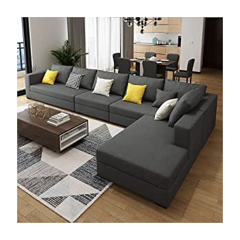 Maple Sectional Fabric Sofa Cotton Furniture Living Room Hotel Furniture 4 Seat & Chaise Lounge Custom Color