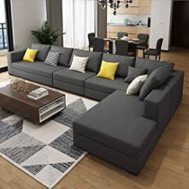 Maple Sectional Fabric Sofa Cotton Furniture Living Room Hotel Furniture 4 Seat & Chaise Lounge Custom Color