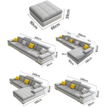 Maple Sectional Fabric Sofa Cotton Furniture Four Seat And Chaise Lounge 360 X 180Cm