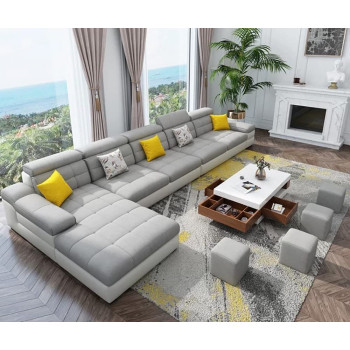 Maple Sectional Fabric Sofa Cotton Furniture Four Seat And Chaise Lounge 360 X 180Cm