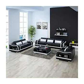 European Luxury Loveseats Living Room Sofa Set Home Furniture 6 Seats Sofa With Table Black