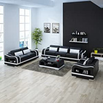 European Luxury Loveseats Living Room Sofa Set Home Furniture 6 Seats Sofa With Table Black