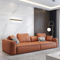 Jd Leather Sofa Combination Sofa Living Room Furniture Dark Orange Four Seat 2 Pillows 2800 970 670