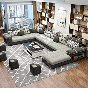 Living Room Sofa Sofa Set Fashion Fabric Sofa Combination Set Cafe Hotel Furniture Simple Leisure Sofa Grey