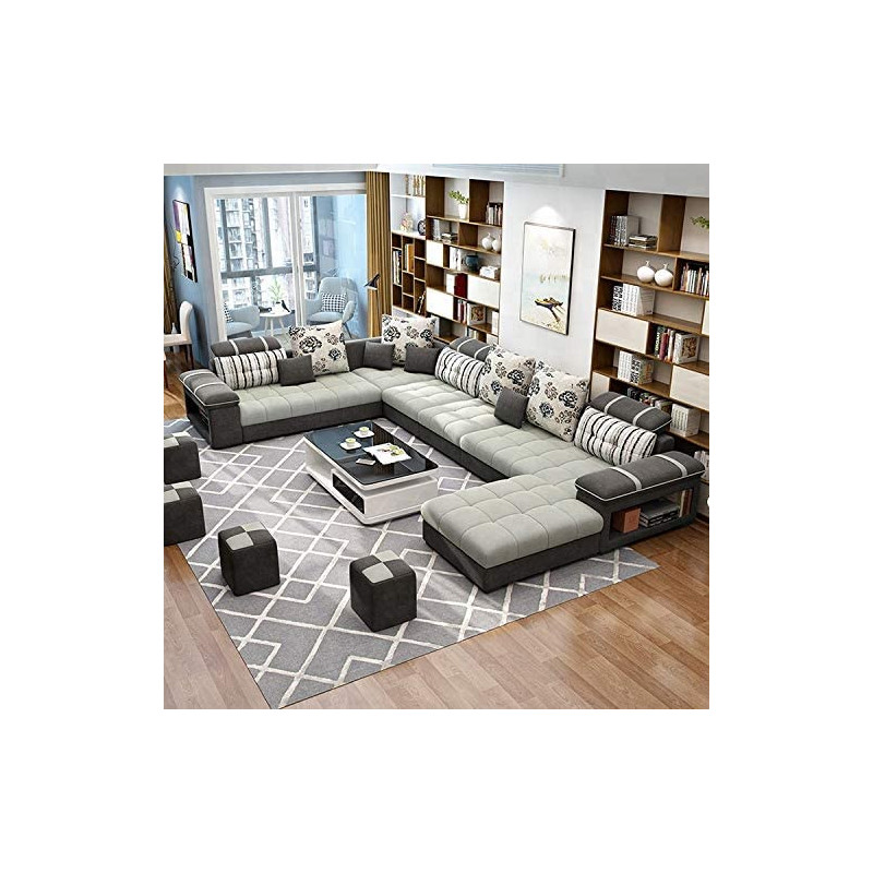 Living Room Sofa Sofa Set Fashion Fabric Sofa Combination Set Cafe Hotel Furniture Simple Leisure Sofa Grey