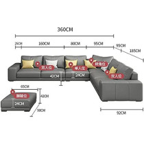 Nordic Style Luxury Furniture Sofa Set Corner Sofa L Shaped Sofa Cream