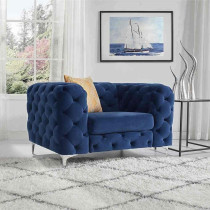 Simple Velvet Fabric Sofa The Body Of The Sofa Is Botton Tufted Sofa For Living Room Blue
