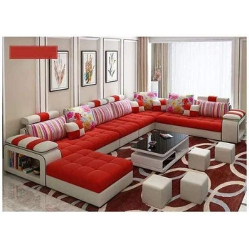 Live Room Sofa Apartment Living Room Corner Sofa Set Combination Furniture Orange