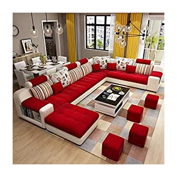 Living Room Sofa Sofa Set Fashion Fabric Sofa Combination Set Cafe Hotel Furniture Simple Leisure Sofa Red