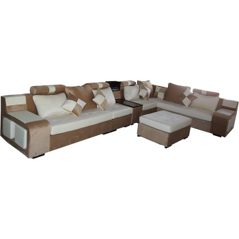 Living Room Sofa Sofa Fashion Fabric Sofa Combination Set Cafe Hotel Furniture Simple Leisure Sofa Color Gold Halfwhite