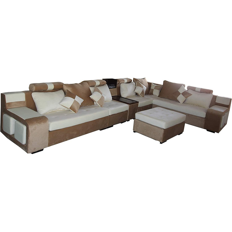 Living Room Sofa Sofa Fashion Fabric Sofa Combination Set Cafe Hotel Furniture Simple Leisure Sofa Color Gold Halfwhite