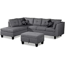 3 Piece Set Of Living Room Sofa Set Home Furniture Corner Sofa Set Modern Home Furniture L Shaped Linen Fabric Living Room