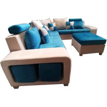Glf Corner Sofa Set With Table And 8 Pillows 4 Stools Are Placed In Arms Of The Sofa