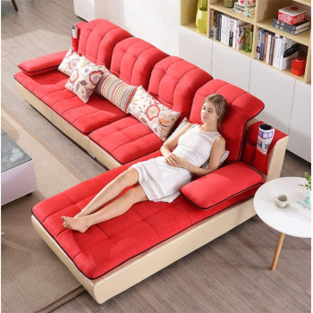 Living Room Sofa Sofa Fashion Fabric Sofa Combination Set Cafe Hotel Furniture Simple Leisure Sofa Red