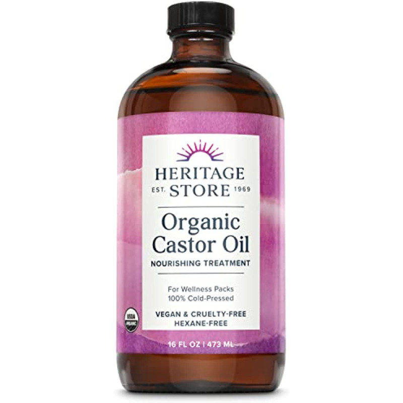 Heritage Store Palma Christi Organic Castor Oil Hair and Eyebrow Growth Skin  Moisturizer 16 oz