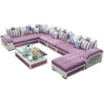 Modern Couch U Shaped Fabric Living Room Furniture Chaise Lounge Recliner Sectional L Shape Corner Sofa Sets Purple