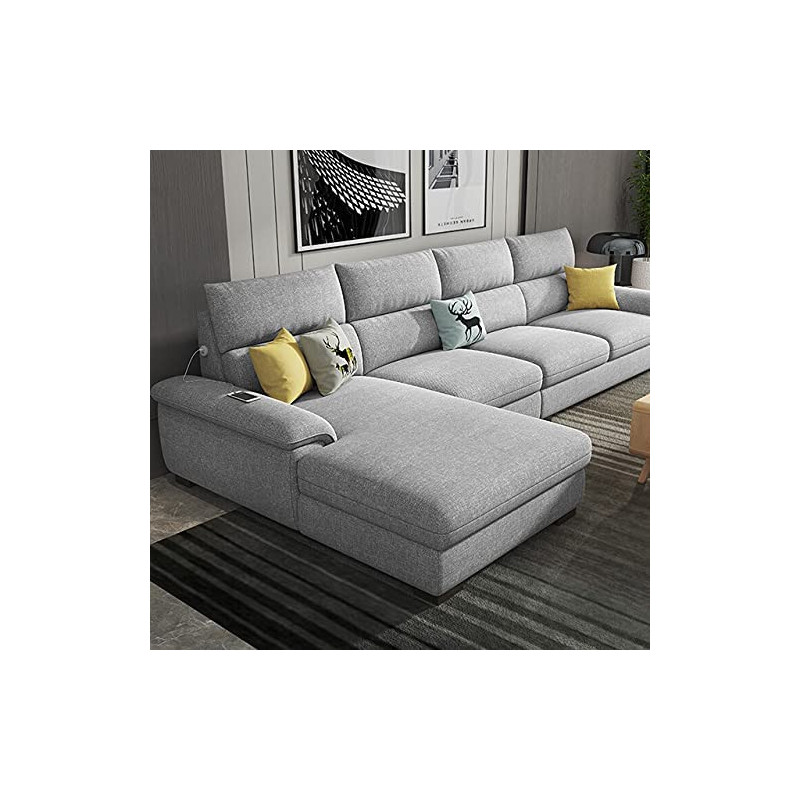 Overstuffed Multifunction Wooden Frame Furniture Sofa Living Room Set Ash Grey