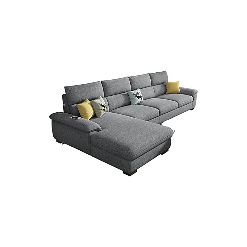 Overstuffed Multifunction Wooden Frame Furniture Sofa Living Room Set Dark Grey
