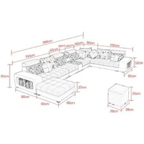 U Shape Sofa Set 7 Seater Living Room Furniture Sectional Fabric Sofa With Storage Drawers