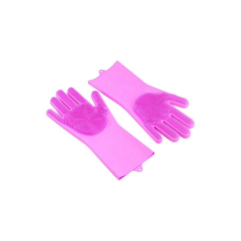 iNew Magic Silicone Gloves With Wash Scrubber Pink 357 x 165centimeter