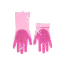 iNew Magic Silicone Gloves With Wash Scrubber Pink 357 x 165centimeter