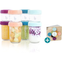 Babymoov Glass Baby Bowls 4 X 240Ml 4 X 120Ml Airtight Food Storage Containers With Recipe Book