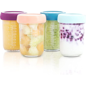 Babymoov Glass Baby Bowls 4 X 240Ml Airtight Food Storage Containers