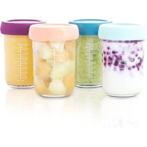 Babymoov Glass Baby Bowls 4 X 240Ml Airtight Food Storage Containers