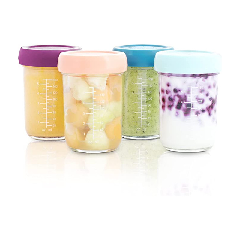 Babymoov Glass Baby Bowls 4 X 240Ml Airtight Food Storage Containers