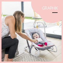 Babymoov Graphik Baby Bouncer Rocker Chair 0M Recining Backrest Cosy Cushioned Seat Peach