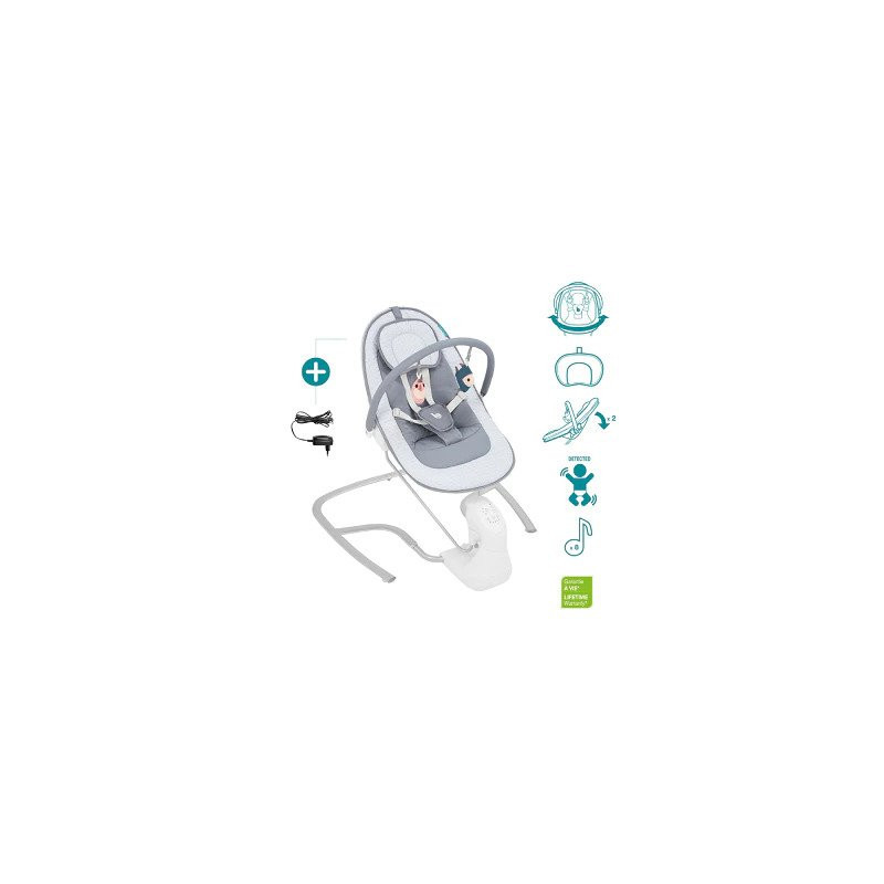 Babymoov Swoon Light Electric Baby Rocker With Natural Rocking Movements Music Box With 8 Melodies