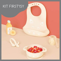 Babymoov 3Pc Silicone Bowl Spoon & Bib Weaning Set Peach