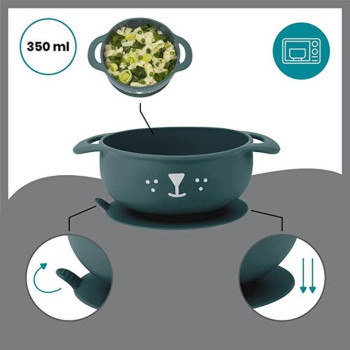 Babymoov 3Piece Silicone Bowl Spoon & Bib Weaning Set Blue
