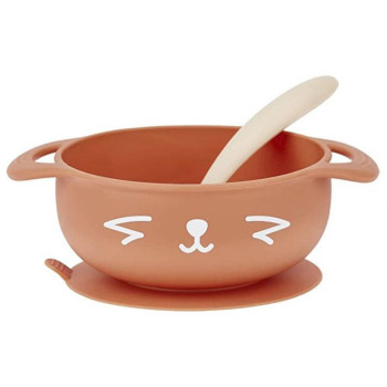 Babymoov 2Piece Silicone Bowl & Spoon Weaning Set Peach