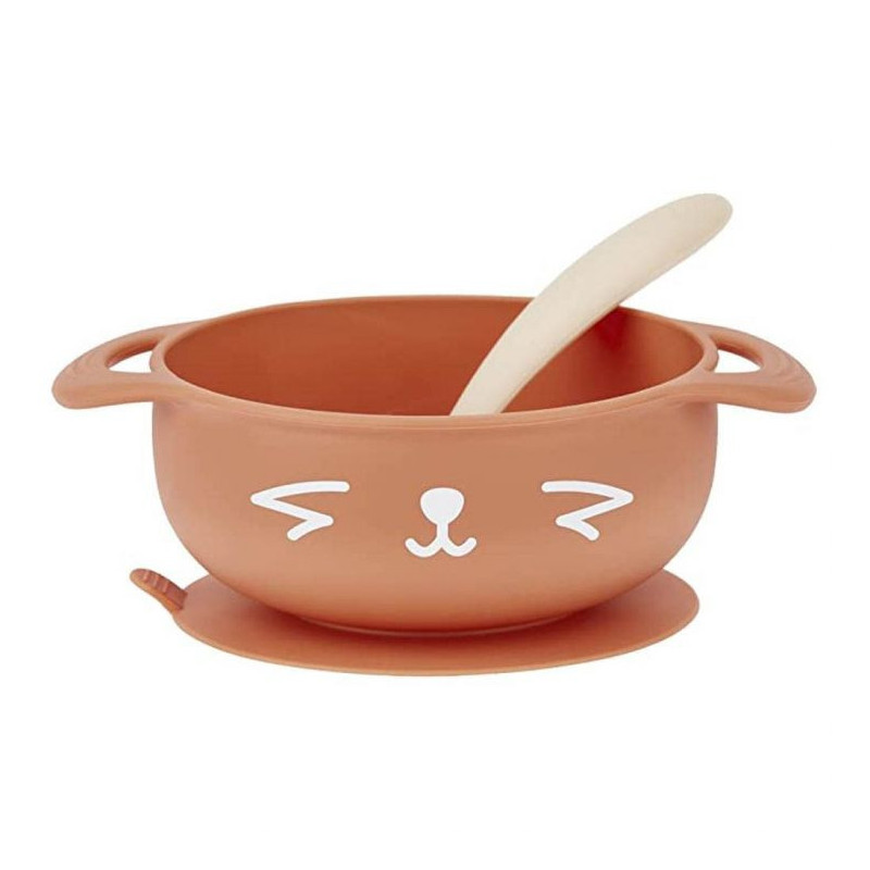 Babymoov 2Piece Silicone Bowl & Spoon Weaning Set Peach