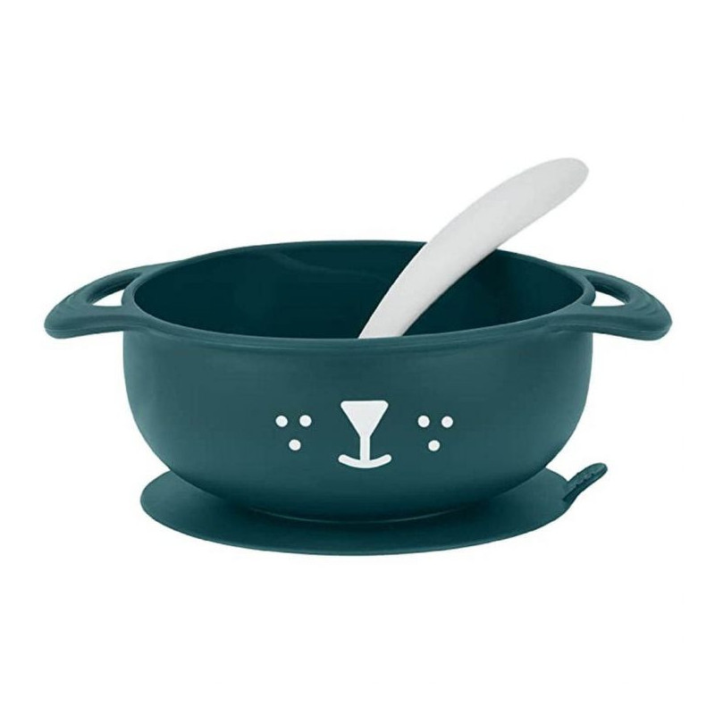 Babymoov 2Piece Silicone Bowl & Spoon Weaning Set Blue