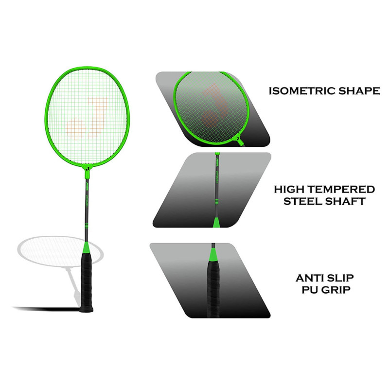 Jaspo Voyager Steel Aluminum 3 Feather Shuttle Corks Complete Badminton Set Outdoor Backyard Games